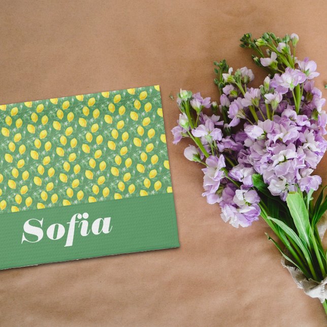 Paño De Cocina Nombre personalizado del patrón amarillo limón bla (Subido por el creador)