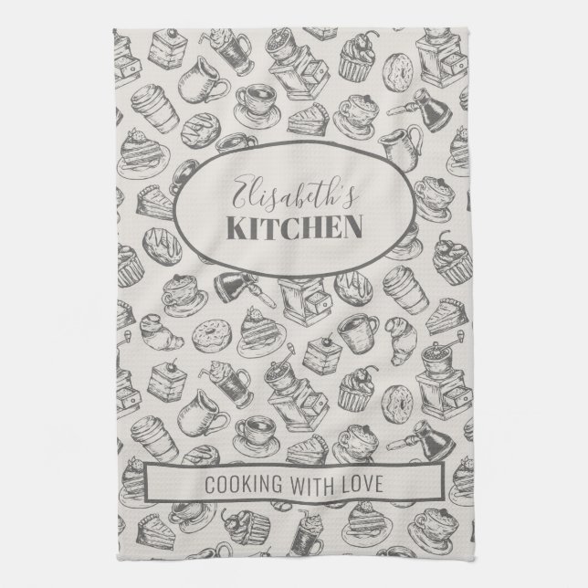 Paño De Cocina Nombre personalizado del patrón de cookies de époc (Vertical)