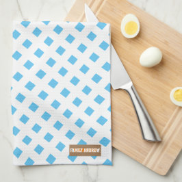 Paño De Cocina Nombre personalizado diamantes de monograma azul b