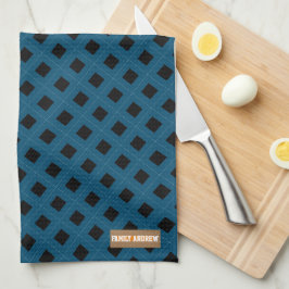 Paño De Cocina Nombre personalizado diamantes de monograma azul m