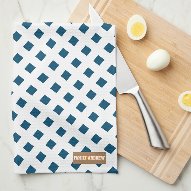 Paño De Cocina Nombre personalizado diamantes de monograma moda a (Doblado Cuarto)