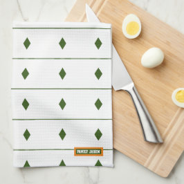 Paño De Cocina Nombre personalizado diamantes de monograma rayas