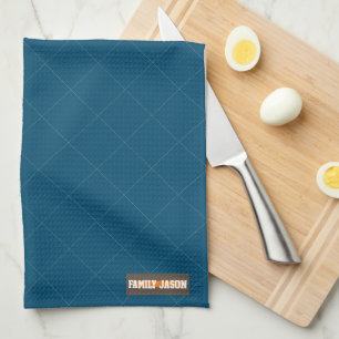 Paño De Cocina Nombre personalizado diamantes modernos azul marin