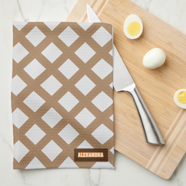 Paño De Cocina Nombre personalizado diseño moderno patrón de moda (Doblado Cuarto)