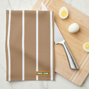 Paño De Cocina Nombre personalizado estilo monograma franjas marr