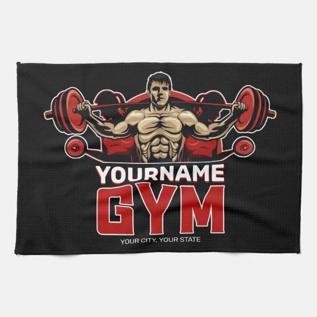 Paño De Cocina NOMBRE Personalizado Fitness Home GYM Levantamient (Horizontal)