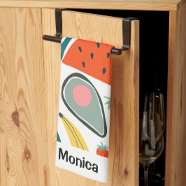 Paño De Cocina Nombre personalizado Fondo de frutas lindas