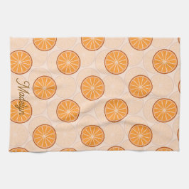 Paño De Cocina Nombre personalizado fruta naranja y marrón