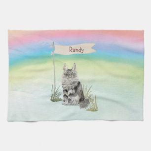 Paño De Cocina Nombre personalizado gato mascota Maine Coon