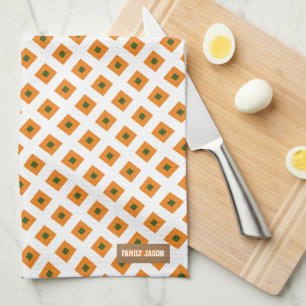 Paño De Cocina Nombre personalizado lindo patrón naranja moda ver
