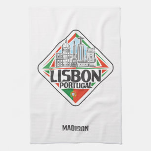 Paño De Cocina Nombre personalizado Lisboa Portugal