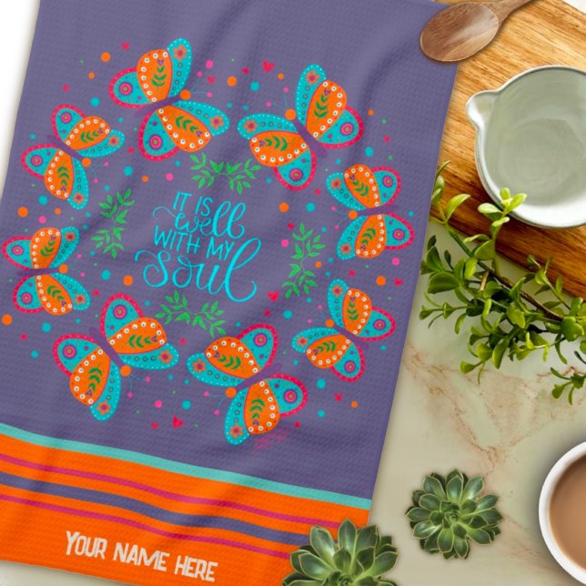 Paño De Cocina Nombre Personalizado Mariposa Bien Con Cita De Alm (Subido por el creador)