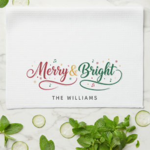 Paño De Cocina Nombre personalizado Merry & Bright Script Minimal
