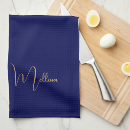 Paño De Cocina Nombre personalizado minimalista azul 