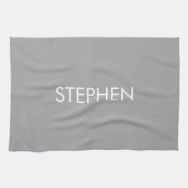 Paño De Cocina Nombre personalizado minimalista gris