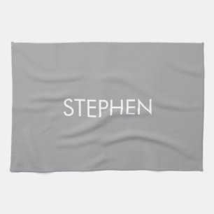 Paño De Cocina Nombre personalizado minimalista gris