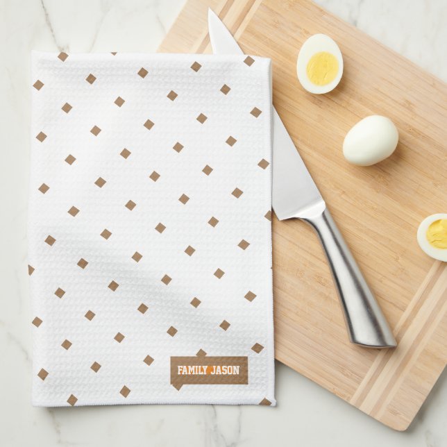 Paño De Cocina Nombre personalizado modelo de diamantes de monogr (Doblado Cuarto)