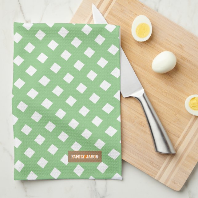 Paño De Cocina Nombre personalizado monograma modelo moderno blan (Doblado Cuarto)