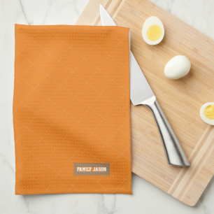 Paño De Cocina Nombre personalizado monograma moderno naranja ele