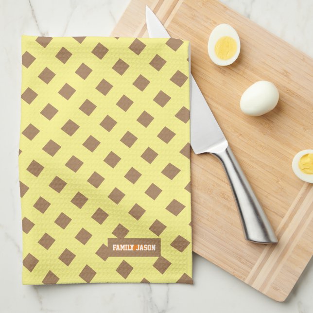 Paño De Cocina Nombre personalizado monograma moderno patrón marr (Doblado Cuarto)