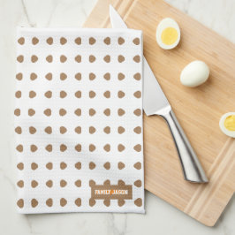 Paño De Cocina Nombre personalizado monograma polka puntos naranj