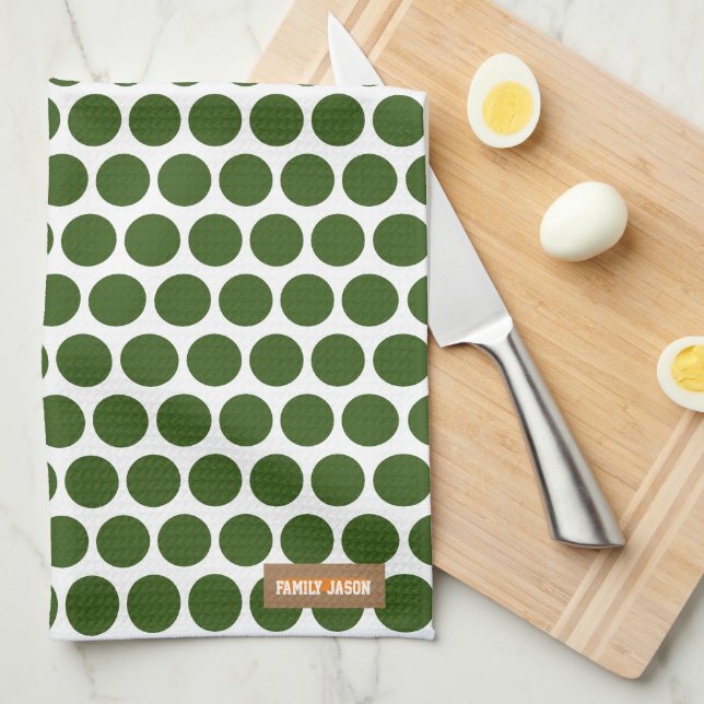 Paño De Cocina Nombre personalizado monograma polka puntos naranj (Doblado Cuarto)