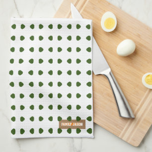 Paño De Cocina Nombre personalizado monograma polka puntos verde