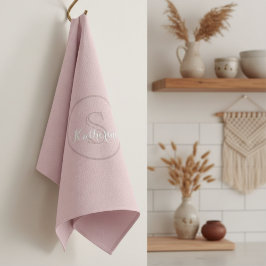 Paño De Cocina Nombre Personalizado Monograma Rosa Polvoriento