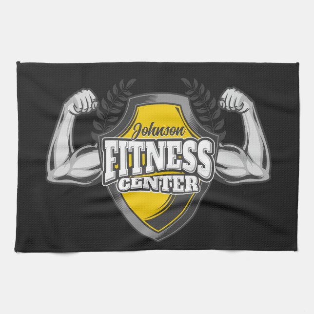 Paño De Cocina NOMBRE Personalizado Músculo entrenador de fitness (Horizontal)