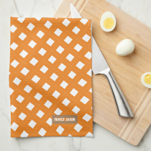 Paño De Cocina Nombre personalizado naranja monograma diamantes d