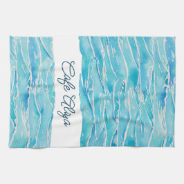 Paño De Cocina Nombre Personalizado Olas de Playa Acuarela Noveda