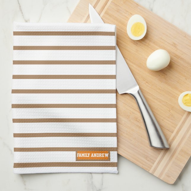 Paño De Cocina Nombre personalizado patrón de rayas monográficas  (Doblado Cuarto)