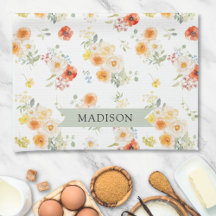 Nombre Personalizado Patrón Floral Soleado Acuarel