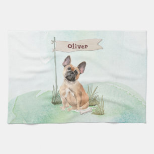 Paño De Cocina Nombre personalizado Perro Mascota de Bulldog fran