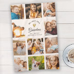 Paño De Cocina Nombre personalizado que te queremos foto moderna<br><div class="desc">Regale con todo su corazón: Un regalo único,  moderno de cumpleaños o de vacaciones para la abuela: Esta minimalista y elegante toalla de cocina de collage de fotos de Instagram te permite brillar tus fotos - con tu mensaje personal y nombre personalizado bajo un brillante corazón dorado impreso.</div>