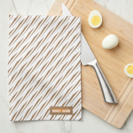 Paño De Cocina Nombre personalizado rayas de monograma ondas marr