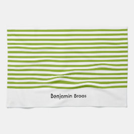 Paño De Cocina Nombre personalizado rayas verdes y blancas