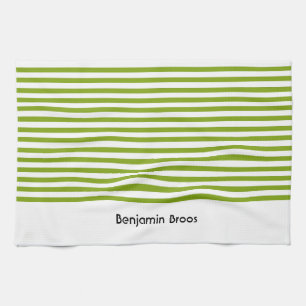 Paño De Cocina Nombre personalizado rayas verdes y blancas