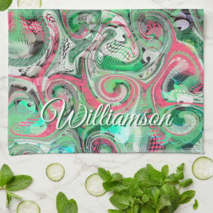 Paño De Cocina Nombre personalizado Remolino Verde Rojo Caprichos