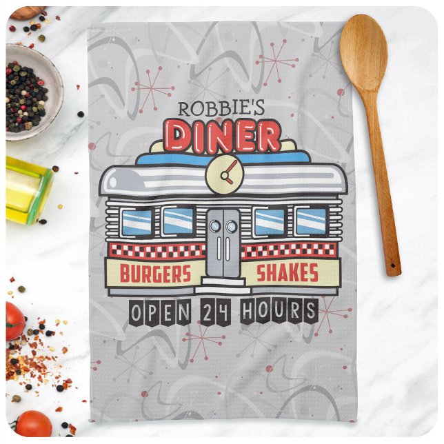 Paño De Cocina NOMBRE personalizado Retro 50 Diner Rótulo 50 Atóm (Subido por el creador)
