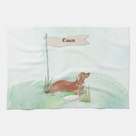 Paño De Cocina Nombre personalizado Tan Dachshund Perro Mascota