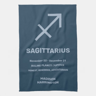 Paño De Cocina Nombre personalizado / Texto Rótulo zodiaco Sagitt