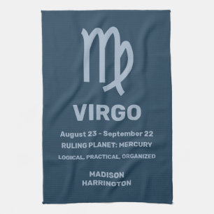 Paño De Cocina Nombre personalizado / Texto Rótulo zodiaco Virgo
