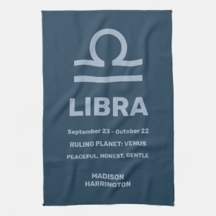 Paño De Cocina Nombre personalizado / Texto Zodiac Rótulo Libra