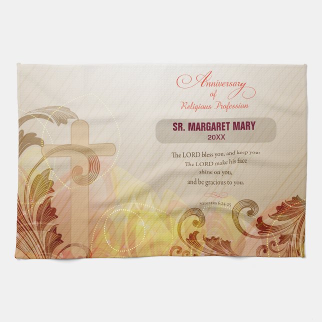 Paño De Cocina Nombre personalizado y monja de año, 60º aniversar (Horizontal)