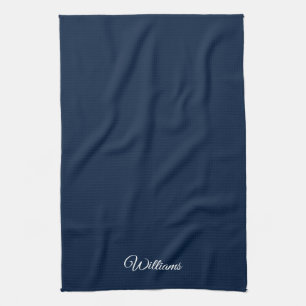 Paño De Cocina nombre personalizar azul marino clásico blanco