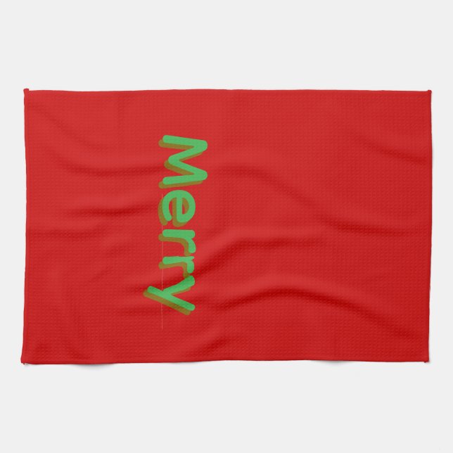 Paño De Cocina Nombre verde alegre sobre rojo (Horizontal)
