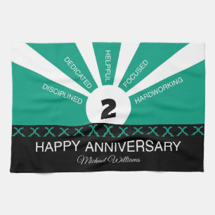Paño De Cocina Nombre y año personalizados, aniversario de emplea