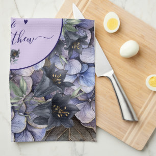 Paño De Cocina Nombres de Parejas Clásicas Florales Negras Malhum