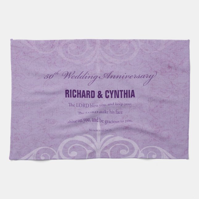 Paño De Cocina Nombres personalizados, 50 aniversario Boda a pare (Horizontal)